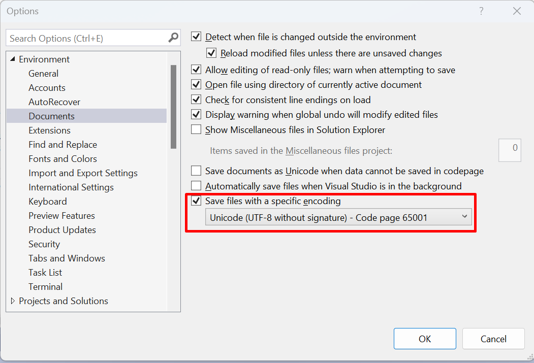 Visual Studio Setting